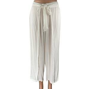 Blue Island Women's White Wide Leg High Waist Crop Ankle Trousers Pants Size S